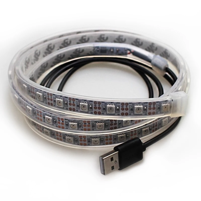 1 м USB Светодиодные ленты светильник WS 2812 60led 60IC встроенный контроллер Сменные