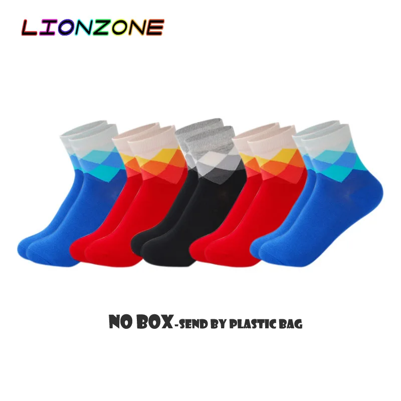 LIONZONE 5 пар/лот женские носки с алмазным узором и градиентным цветом новые весенние повседневные бамбуковые носки Calcetines Mujer носки - Цвет: S1