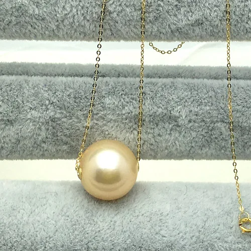 12MM Edison big natural pearl pendant single road pass necklace 18K gold clavicle chain | Украшения и аксессуары