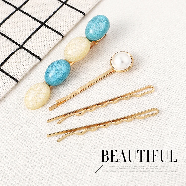 4Pcs/Set Fashion Pearl Hair Clip For Women Girls Elegant Beauty tiara Barrette Stick hair pins ornaments 138243 | Украшения и
