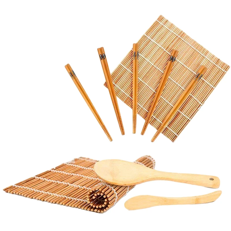 Набор для приготовления суши бамбуковый коврик включая 2 коврика 5 пар палочек