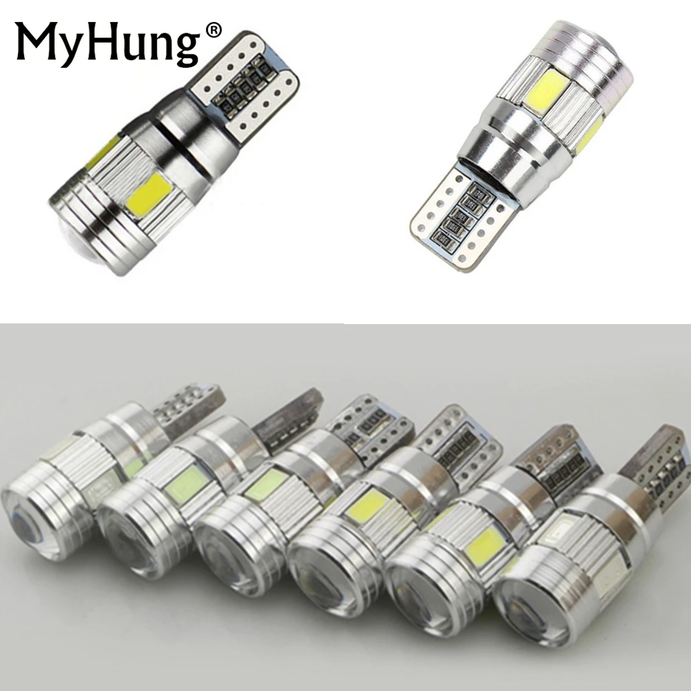 

10 шт., Автомобильные светодиодные лампы T10 W5W 6SMD 5630 194 168 T10