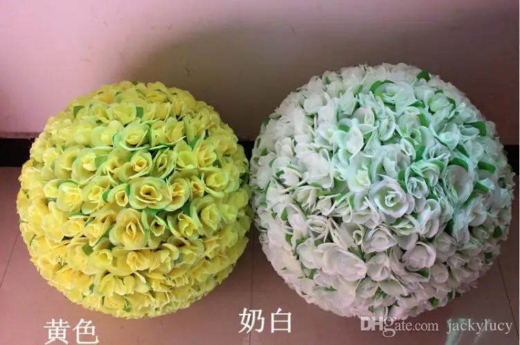 

20" 50CM Large Simulation Silk Flowers Ball Artificial Rose Kissing Ball For Wedding Valentine's Day Party Decoration Supplies