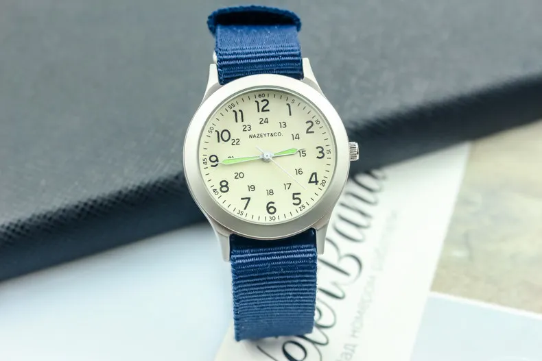 blue sliver white 2019Nazeyt Брендовые спортивные часы со светящимися стрелками для мальчиков и девочек с нейлоновым ремешком, подарок, часы унисекс с простым циферблатом - Цвет: blue sliver white