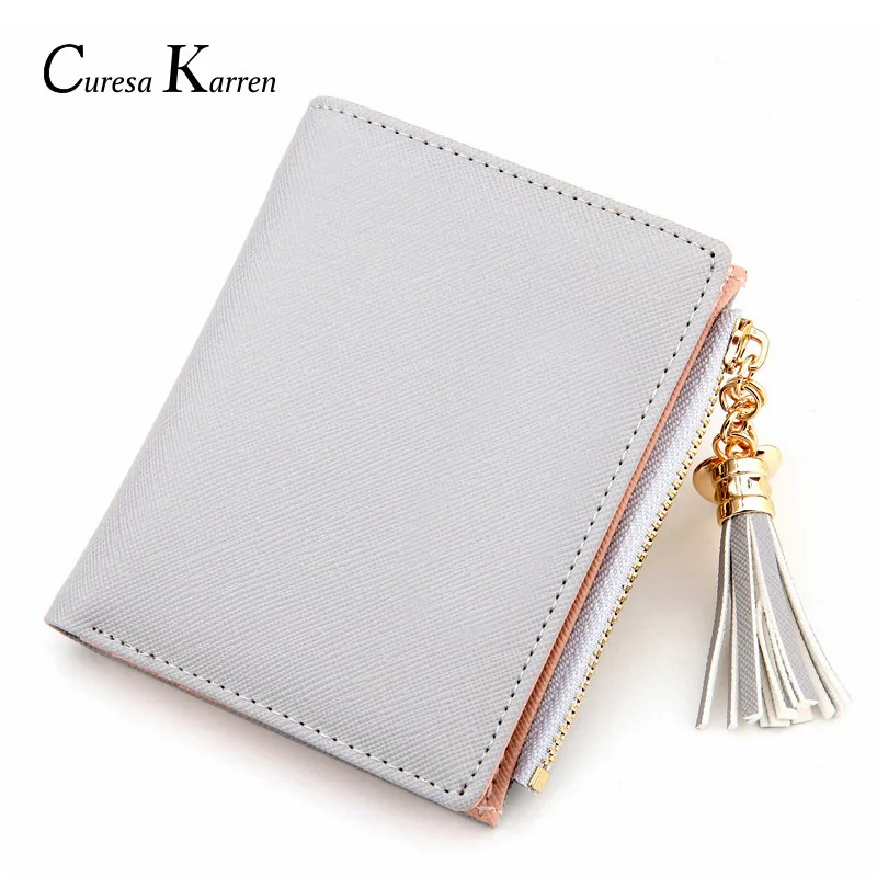 Женский кожаный короткий кошелек известного бренда, простой модный многофункциональный кошелек для монет с несколькими картами, Дамский кошелек на молнии с кисточками, клатч