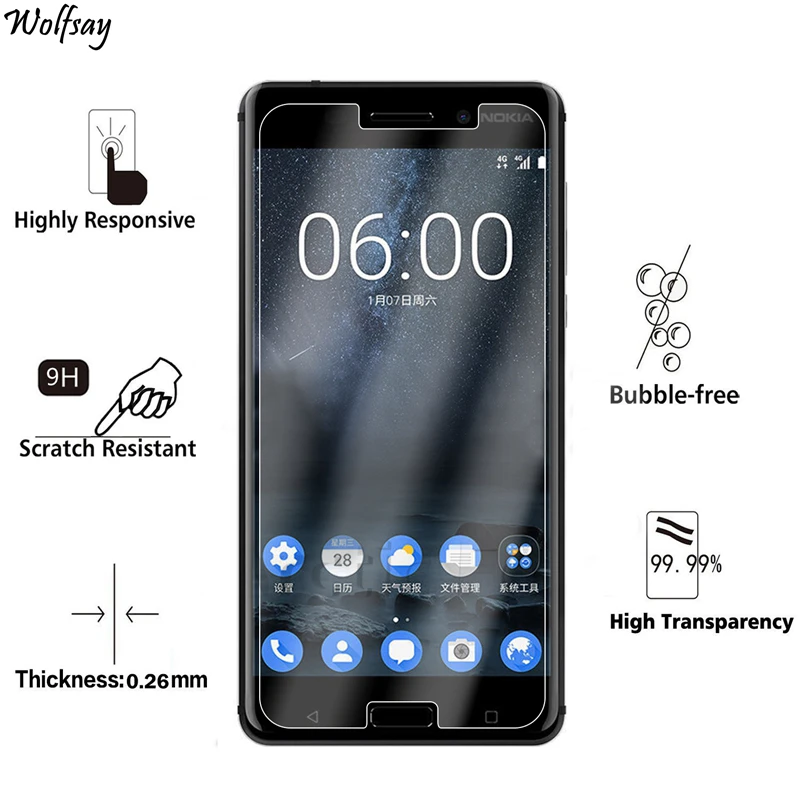 Защитное стекло для Nokia 5 закаленное 2 шт. Защитная пленка Nokia5 + тонкий набор