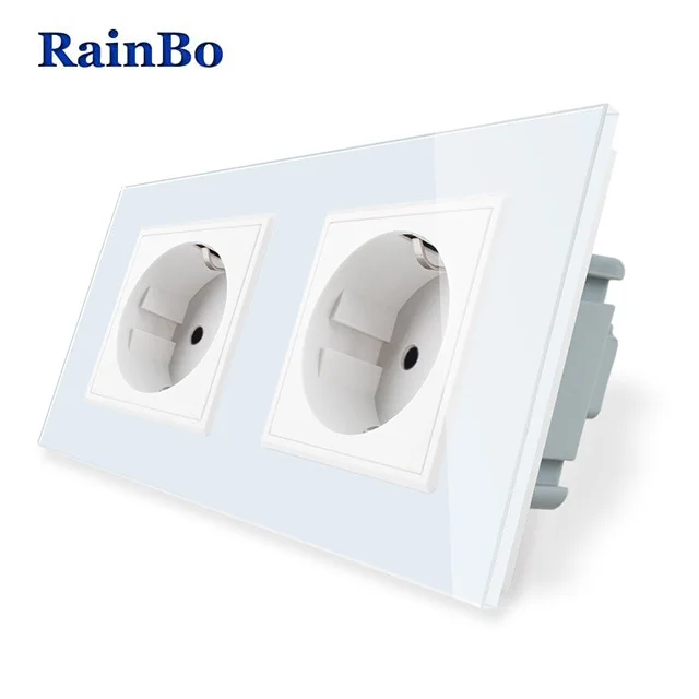 Rainbo стены ЕС Мощность стены Стандарт розетки Мощность гнездо белый Стекло Панель стены AC Мощность умная розетка A28E8EW/B - Цвет: White