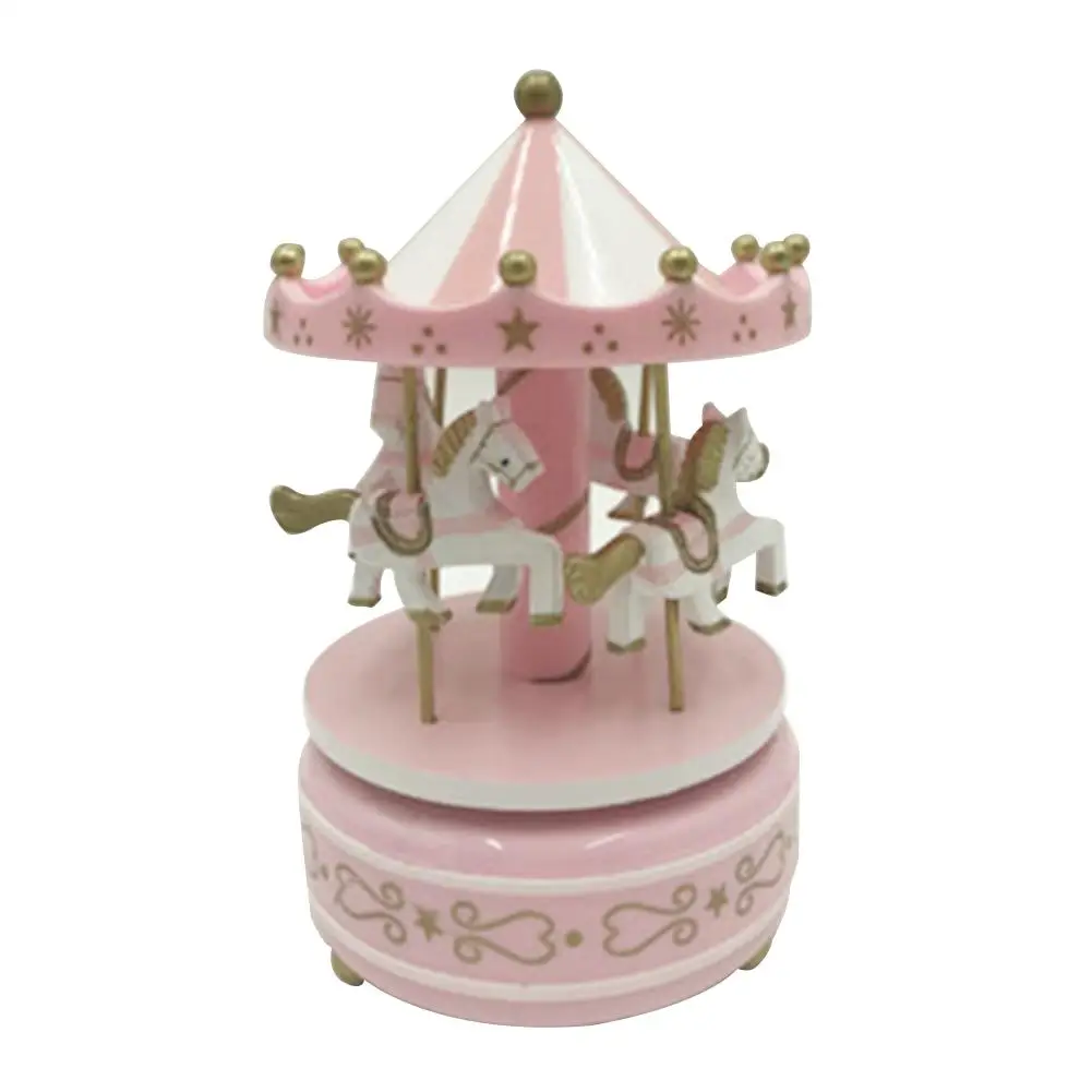 Merry-go-круглые музыкальные шкатулки, Геометрическая музыка, украшение детской комнаты, подарки унисекс, Деревянная Рождественская лошадь, карусель, коробка для домашнего декора