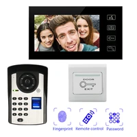 7 inch touch button monitor video intercom doorbell with fingerprint password remote control unlock camera waterproof