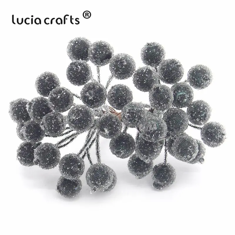 black Lucia crafts 1 букет(40 голов) искусственный фруктовый цветок, ягоды, тычинки, декор для свадебной вечеринки, сделай сам, скрапбукинг, материал A0505 - Цвет: black