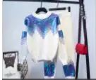 Белый Amolapha для женщин ручной работы Sequines вязаный пуловер+ брюки 2 шт. комплекты одежды Зимние трикотажные спортивные костюмы - Цвет: Белый