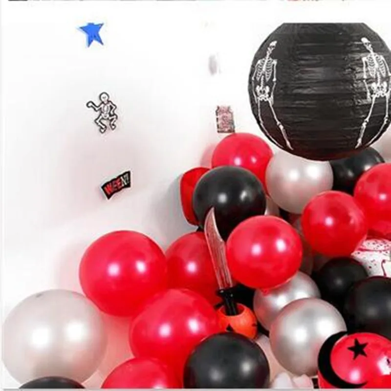 

10 inch 30 pcs Halloween balloon scene layout supplies wholesale balloon thick black White Red balloons White balloons terror