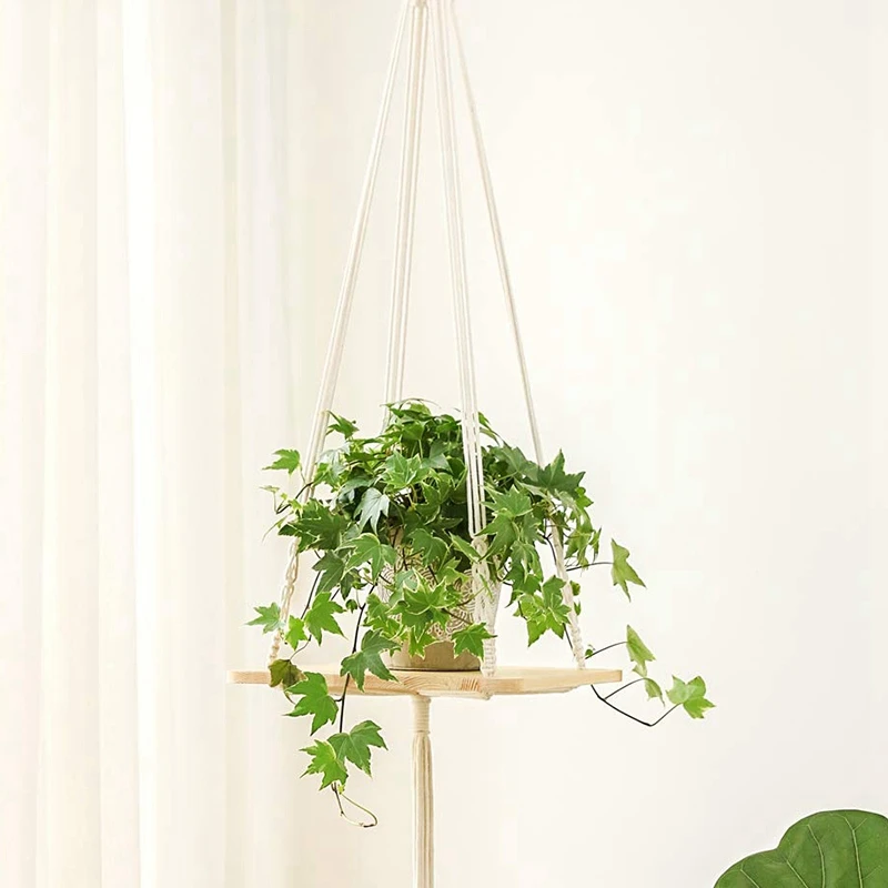 CHOICE FUN 4 Set Hot Macrame Plant Hangers Hanging Plant Shelf Indoor Wall Planter Decorative Flower Pot Holder Boho Home Decor