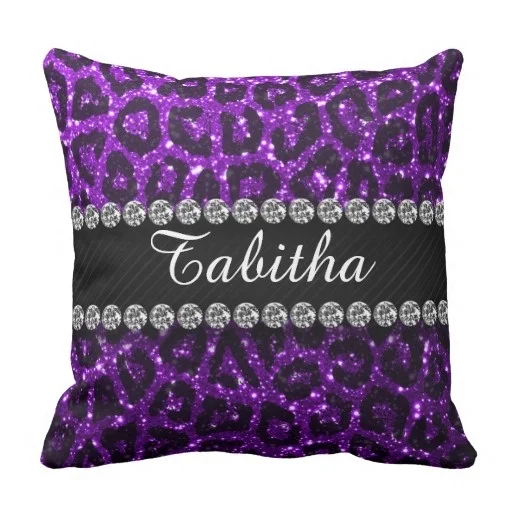 Подушки Крышка Фиолетовый Искусственный Блеск Leopard Pattern Бросок Чехлы (Размер: 45x45