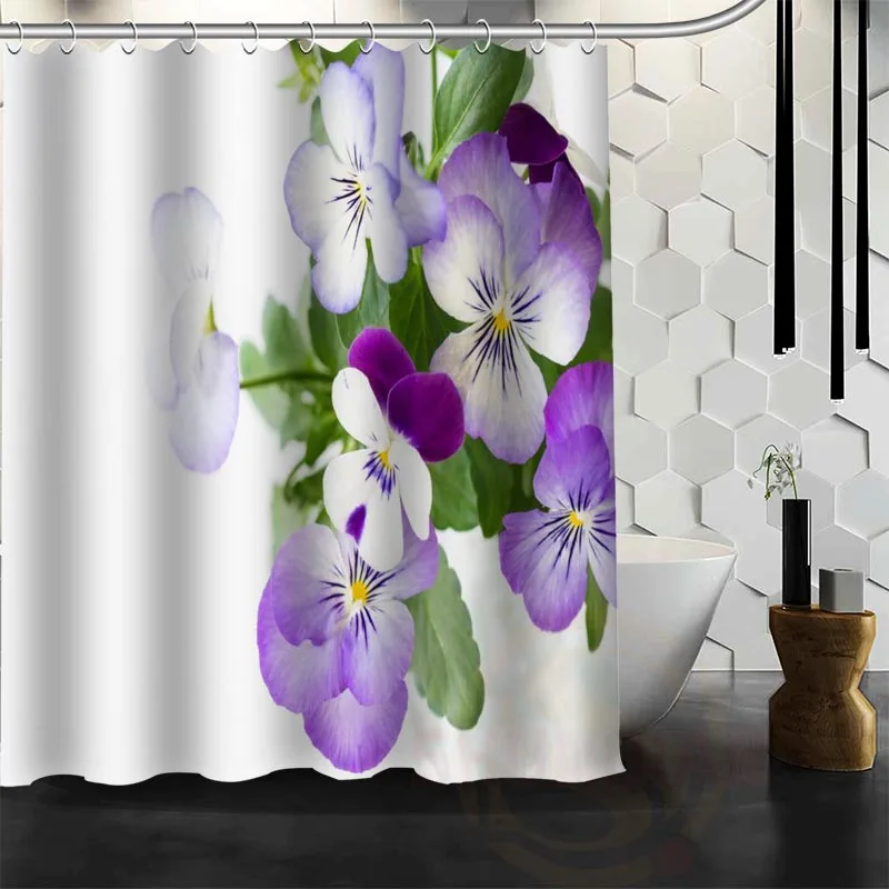 

Best Nice Custom Viola tricolor L Flower Shower Curtain Bath Curtain Waterproof Fabric For Bathroom MORE SIZE WJY&181