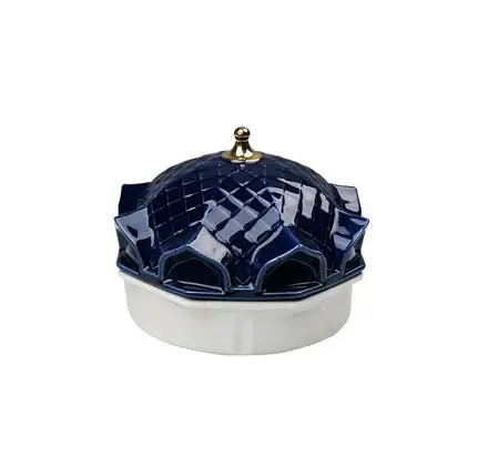Nacy Blue C Spain lladr Design Candelabra Ceramic Candle Holder Storage Tank Home Decorative Cup Jewerlly Box Roof Pagoda Cafts - Цвет: Nacy Blue C