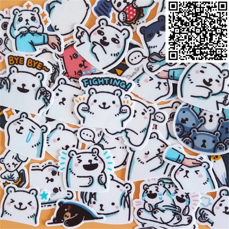 Стикеры канцелярские 40 цветов с мультяшным белым медведем планировщик