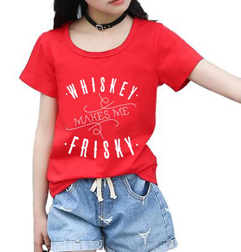 Whiskey Make Me Frisky/забавные детские футболки с буквенным принтом Новинка лета 2018 года