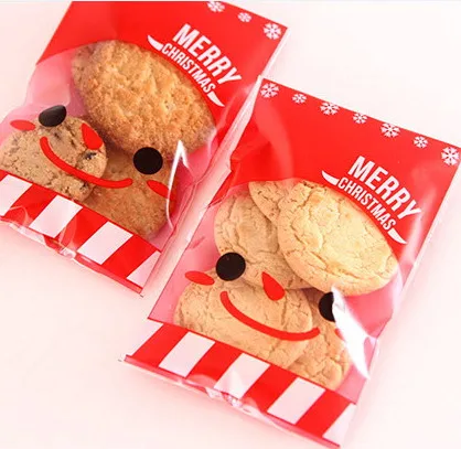 

Free shipping red snowman decoration cookie bag macaron bag candy bag biscuits packing self-adhesive bags
