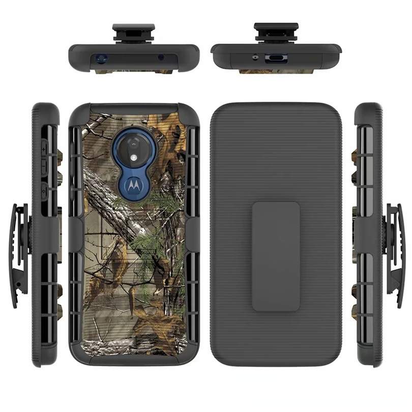 Для Motorola MOTO G7 power G7 power Американская версия Hybrid Heavy Duty 3 в 1 военный Камуфляжный Жесткий противоударный Чехол Зажим для ремня подставка чехол