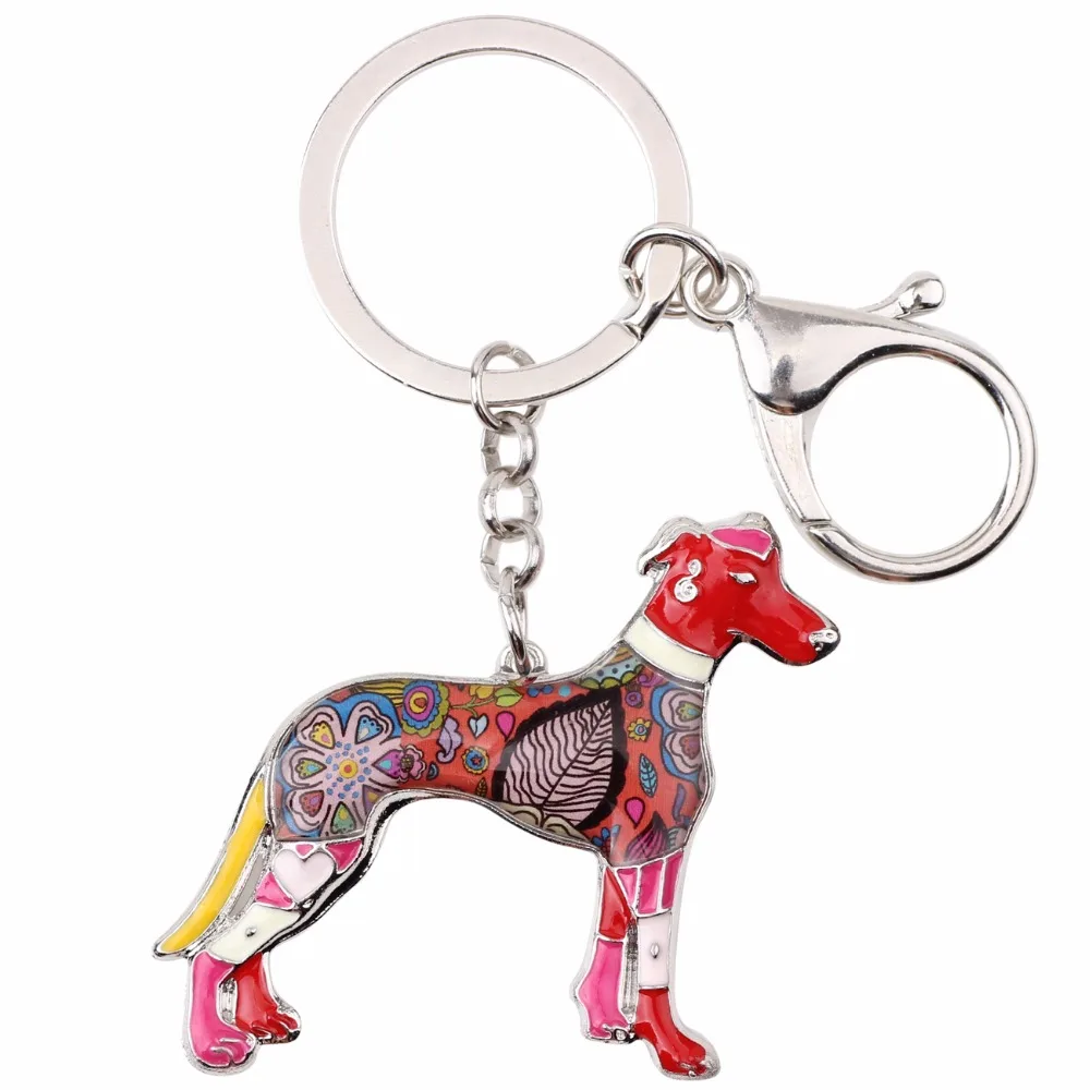 Bonsny эмалевый сплав Galgos Greyhound собака брелки кольца животные ювелирные изделия для