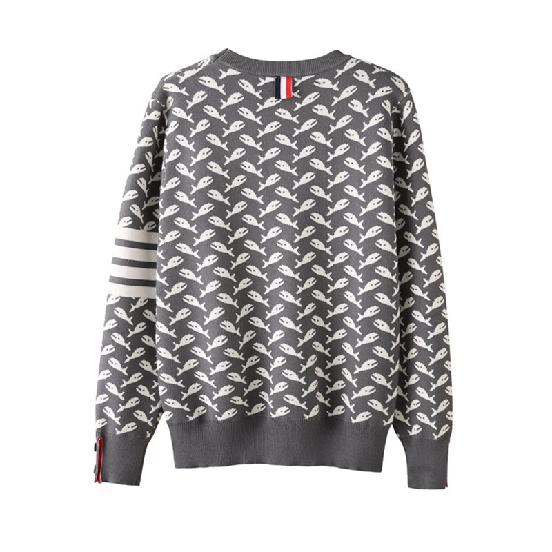 Новинка зимние топы Европейский вязаный свитер с мультяшными акулами женский