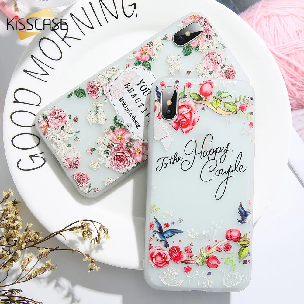KISSCASE тиснением чехол для телефона huawei Коврики 20 10 lite pro мягкий цветок Nova 3 3i 2 Y5