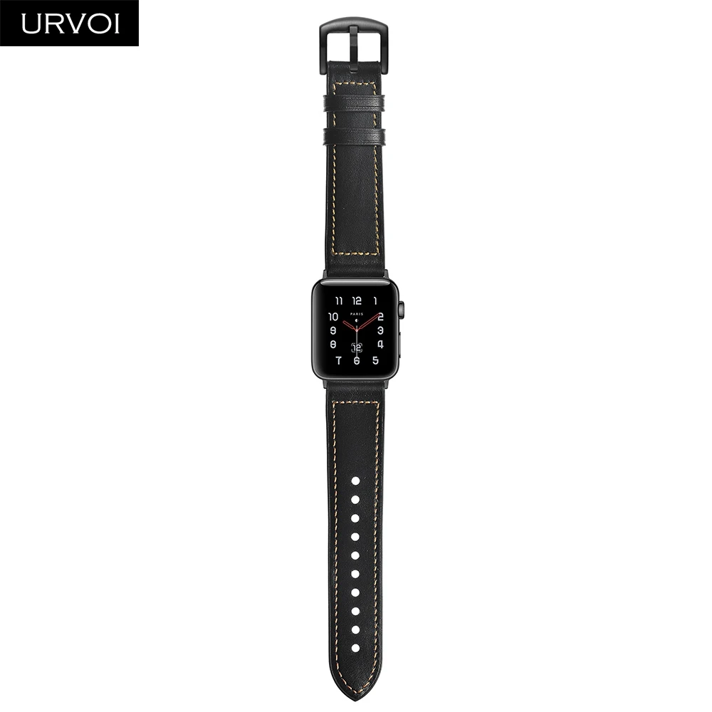 Ремешок URVOI для apple watch series 5 4 3 2 1 кожаный ремешок силиконовая задняя часть iwatch