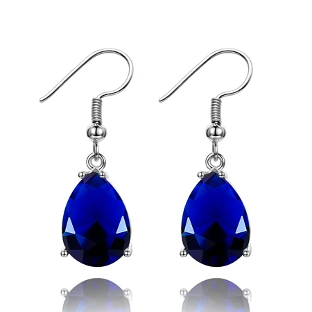 Dark Blue NASIA, ювелирные изделия, 925 пробы, серебряные, тайные, радужные, Кристальные серьги для женщин, девушек, ушные крючки, стильные серьги, для помолвки, вечерние, Декор - Цвет камня: Dark Blue