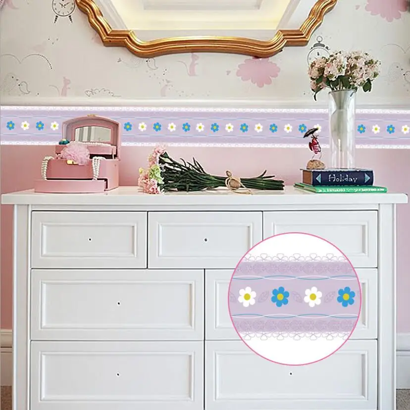 Милые маленькие цветы настенные наклейки для детской комнаты границы Цветочные