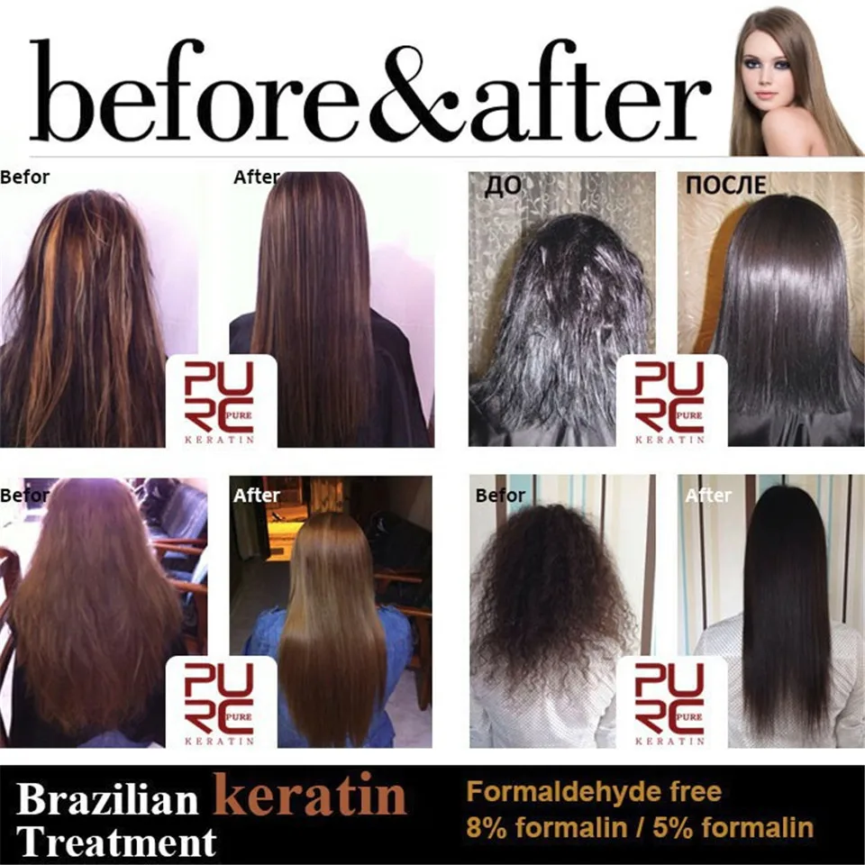 

PURC 12% Formaldehyde Brazilian Keratin Hair Treatment 1000ml Deep Repair Damaged Hair Straightener Hair Care and Hair Mask