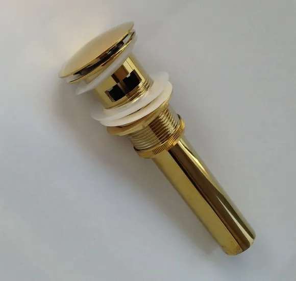 Роскошный золотой Латунный большой круглый выдвижной слив раковины с переливом