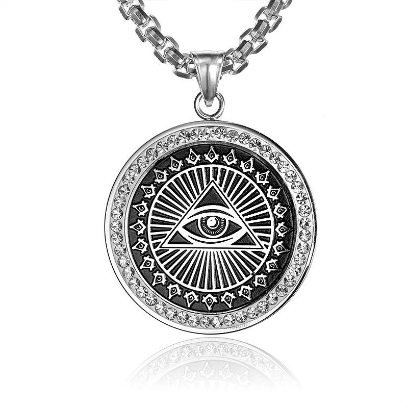 Silver eyes Золотой цвет, ледяные блестящие глаза, зловещий кулон, ожерелье для женщин и мужчин, нержавеющая сталь, глаз Хоруса, масонское ожерелье - Окраска металла: Silver eyes