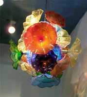 modern flower chandelier light style murano glass plates lamps multi color led blown glass chandelier lighting