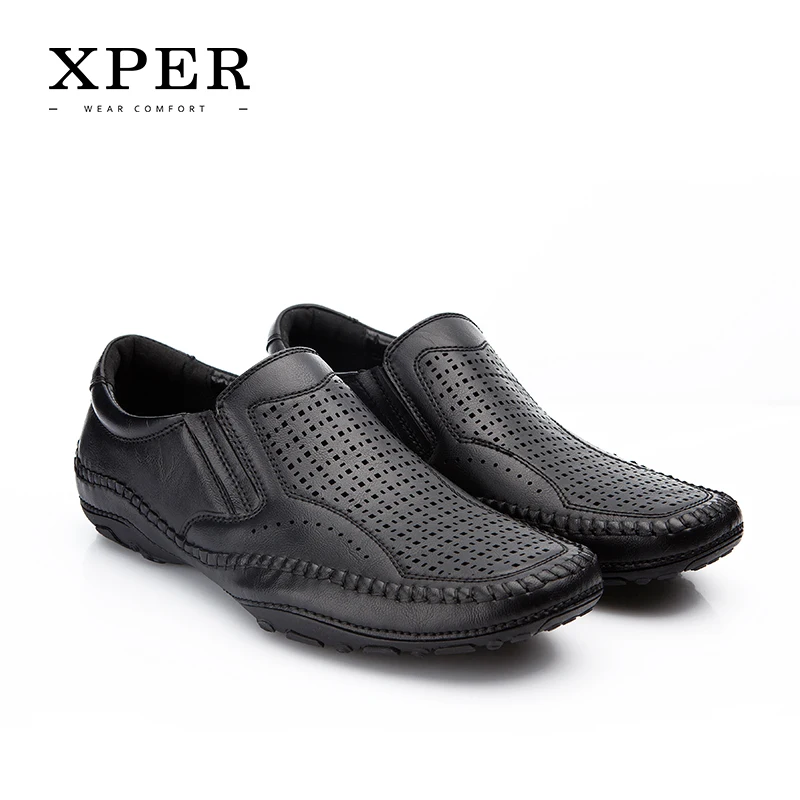 XPER Brand Fashion Spring Men Flats Casual Shoes Slip-on Mocassins Black Loafers Breathable Comfort Big Size #YMD86795BL | Обувь