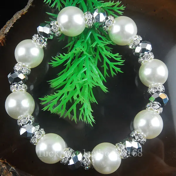Free Shipping Jewelry Set White Pearl Crystal Necklace Bracelet Earrings 1set FG4460 | Украшения и аксессуары