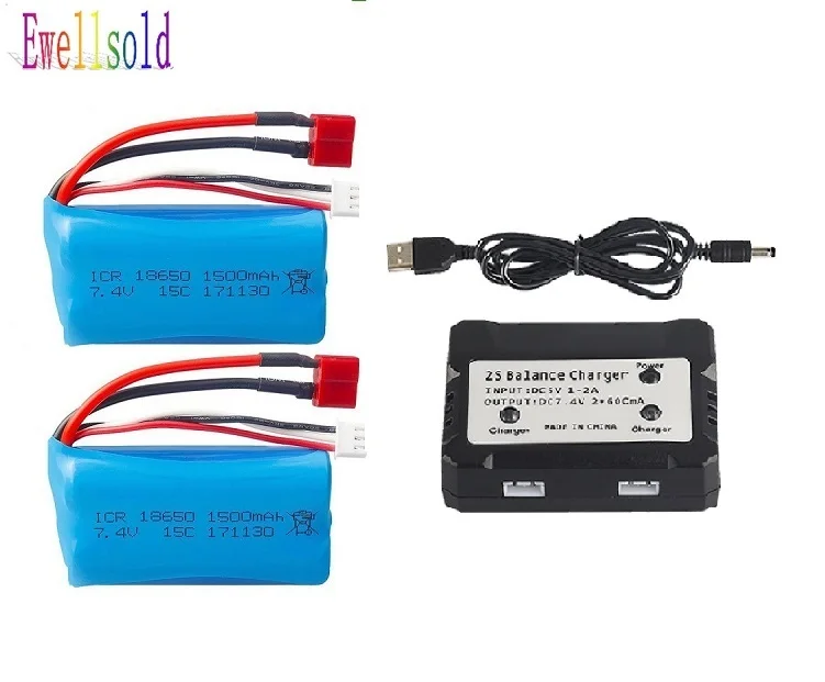 7 4 v 1500mah литий ионный аккумулятор 15c 18650 с t образной вилкой/зарядное устройство