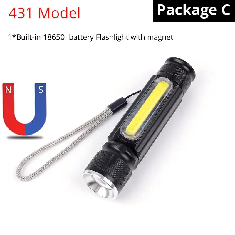 magnet Flashlight 2000 лм Многофункциональный светодиодный светильник-вспышка с USB перезаряжаемой батареей Мощный T6 фонарь боковой COB светильник linterna задний Магнитный рабочий светильник - Испускаемый цвет: magnet Flashlight