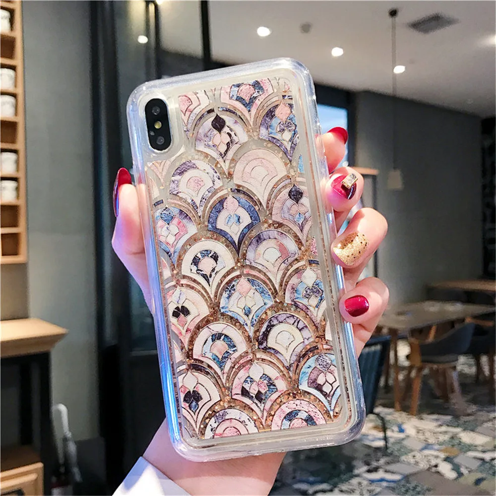 phone case for iphone 6 6s plus Liquid quicksand Fish scale TPU soft shell back cover 7 8 |