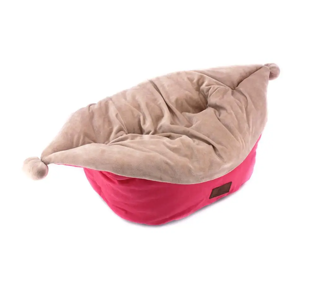 Pink Шляпа Джокер дизайн кошка кровать собака кровать хлопок холст снаружи для кошек и маленьких товары собак с кристально флис интерьер - Цвет: Pink