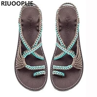 riuooplie womens summer bohemian flat flip flops sandals bandages casual beach shoes