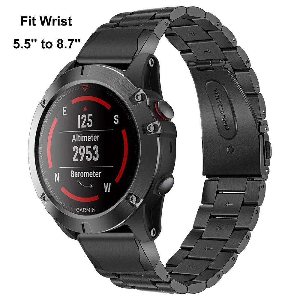 Быстро легко подходит для часов из нержавеющей стали 26 мм для Garmin Fenix 5X/5X Plus/3/3 HR/Tactix Bravo/Quatix 3/D2/MK1 ремешок для часов