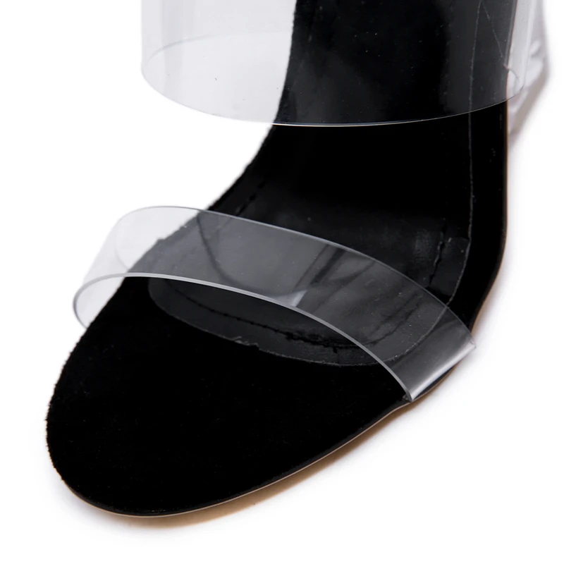 11cm Clear Heels Womens Wedges Black Pumps Sexy PVC Transparent High Heel Sandals Summer Ladies Women Gladiator | Обувь