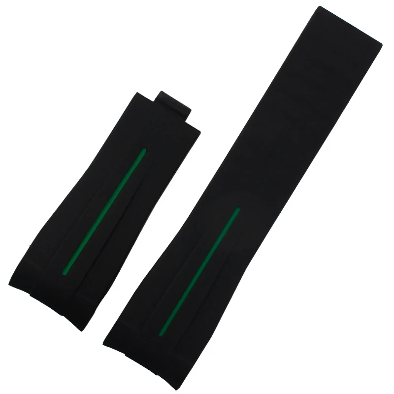 black green Резиновый ремешок для часов, водонепроницаемый силиконовый браслет, спортивные часы, ремешок 20 мм, 21 мм, ремешок для мужских часов, наручные часы, складная пряжка - Цвет ремешка: black green