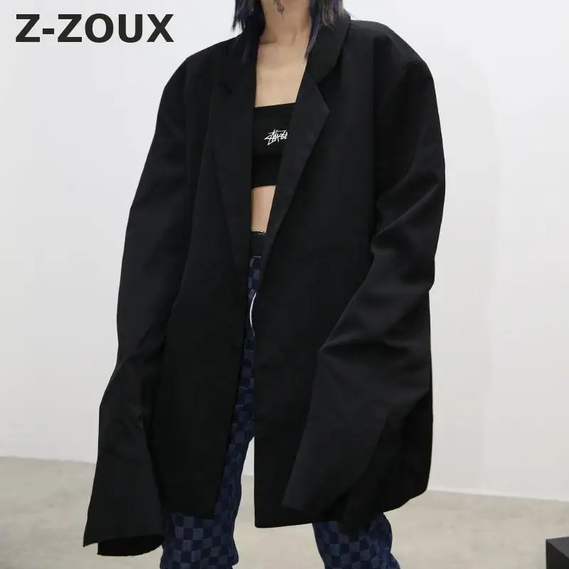 Z-ZOUX, Женский блейзер, большие размеры, женские блейзеры с длинным рукавом, женские куртки, Женская куртка, Свободный Длинный блейзер, мужской женский костюм, пальто, осень