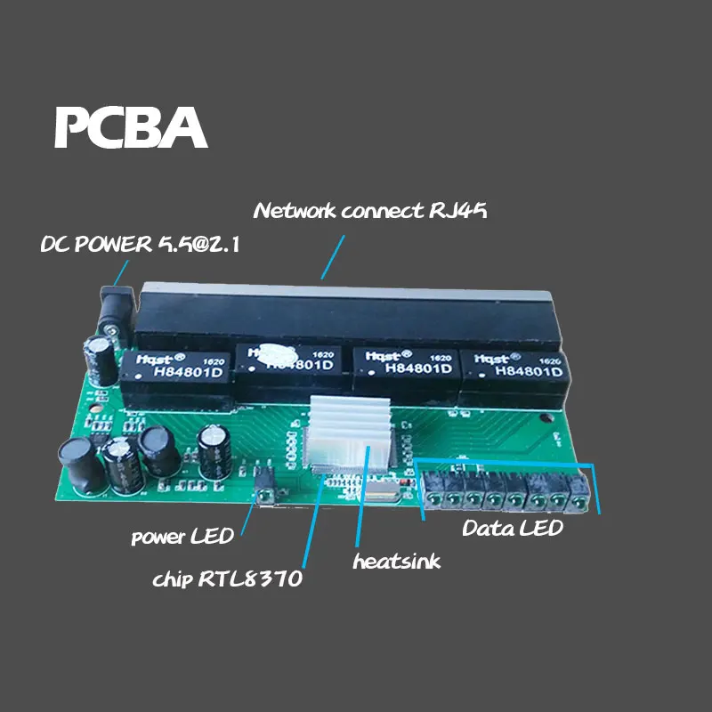 8 Порты и разъёмы гигабитный коммутатор PCBA UTP с медная раковина 1000 Мбит/с Fast Ethernet