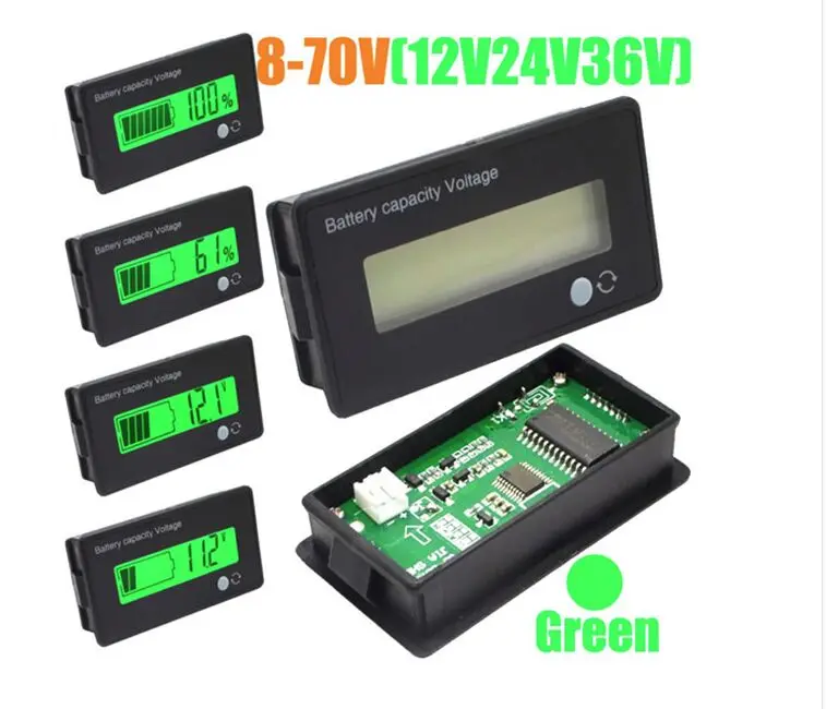 8-70V Blue LCD Acid Lead Lithium Battery Capacity Indicator Digital Voltmeter Direct Current Voltage Tester JS-C31H | Автомобили и