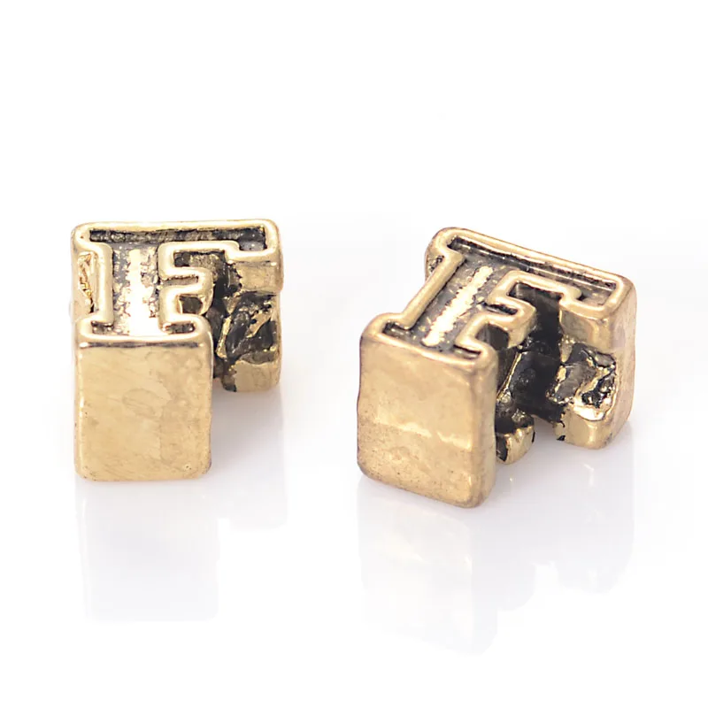 10 шт. винтажный бусина с большим отверстием золотого цвета в европейском стиле