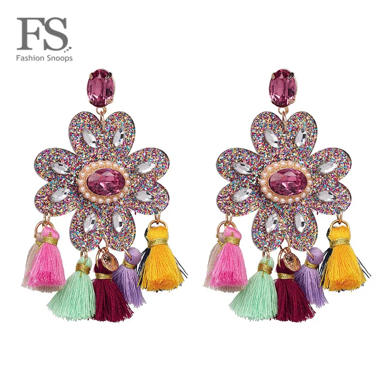 Женские богемные серьги подвески FASHIONSNOOPS эффектные длинные с кисточками