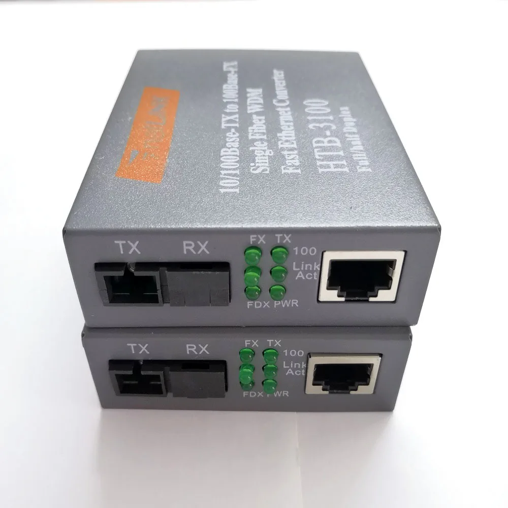 1 пара Netlink HTB 3100AB оптического волокна RJ45 Ethernet Media Converter SC Single Mode Fiber Transceiver и